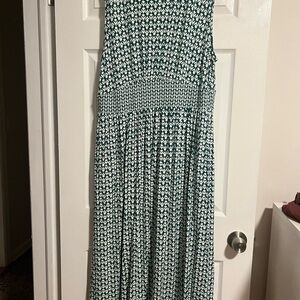 Boden Green and White Patterned Dress
